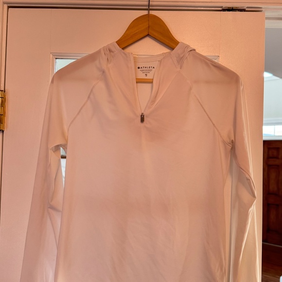 Athleta Pacifica Quarter Zip UPF Hoodie, White, Size XS - Picture 2 of 5